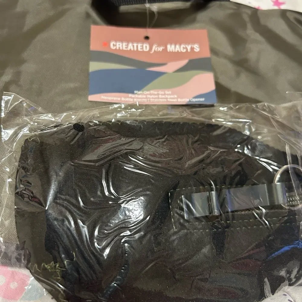 NWT Macy's Black Nylon Pouch Backpack